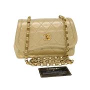 Tweedehands Gouden canvas Chanel flap tas Chanel Vintage , Yellow , Da...