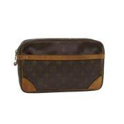 Tweedehands Brunt Lerret Louis Vuitton Compiegne Clutch Tas Louis Vuit...