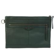 Pre-owned Leather clutches Balenciaga Vintage , Green , Dames