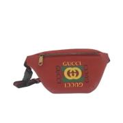 Tweedehands Rode Leren Gucci Schoudertas Gucci Vintage , Red , Dames