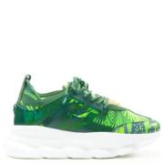 Pre-owned Leather sneakers Versace Pre-owned , Green , Dames