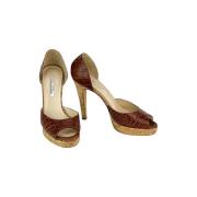 Pre-owned Leather heels Oscar De La Renta Pre-owned , Brown , Dames