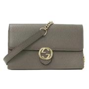 Pre-owned Leather gucci-bags Gucci Vintage , Gray , Dames