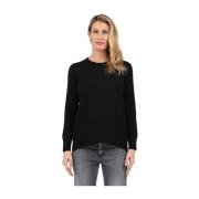 Geribbelde trui met ronde hals Gran Sasso , Black , Dames