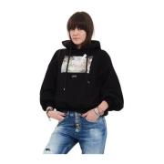 Stijlvolle Fleece Trui Throwback , Black , Dames