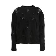 Crew Neck Sweater Alpha Studio , Black , Dames