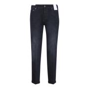 Zwarte jeans met logo plaat PT Torino , Black , Heren