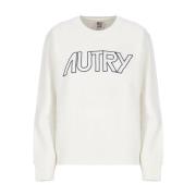 Witte Crew Neck Sweatshirt met Contrasterend Logo Autry , White , Dame...