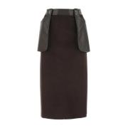 Midi Skirts LOW Classic , Brown , Dames