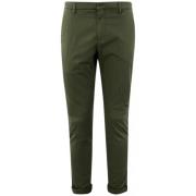 Groene 4-Pocket Slim Fit Katoenen Broek Dondup , Green , Heren