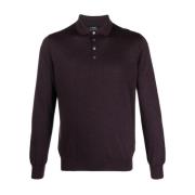 Luxe Cashmere Zijden Polo Shirt Barba , Purple , Heren