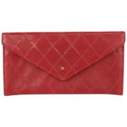 Tijdloze Leren Clutch Chanel Vintage , Red , Dames