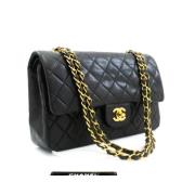 Tweedehands Zwarte Leren Chanel Flap Tas Chanel Vintage , Black , Unis...