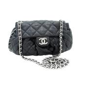 Tweedehands Zwarte Leren Chanel Flap Tas Chanel Vintage , Black , Dame...