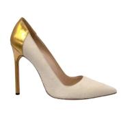 Crème/Goud Metallic Kalfsleren Pumps Manolo Blahnik Pre-owned , Beige ...