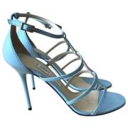 Pre-owned Leather sandals Jimmy Choo Pre-owned , Blue , Dames