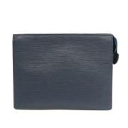 Pre-owned Leather clutches Louis Vuitton Vintage , Blue , Dames