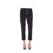 Zwarte broek met zijlogo Dondup , Black , Dames