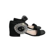 Pre-owned Satin sandals Miu Miu Pre-owned , Black , Dames