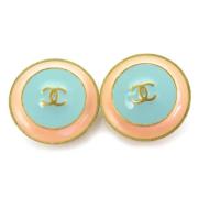 Pre-owned Metal earrings Chanel Vintage , Blue , Dames