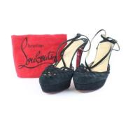 Pre-owned Leather sandals Christian Louboutin Pre-owned , Black , Dame...