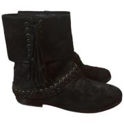 Pre-owned Suede boots Balmain Pre-owned , Black , Dames