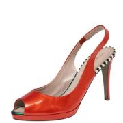 Pre-owned Leather heels Sergio Rossi Pre-owned , Orange , Dames