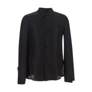 Zwarte zijden shirt met lange mouwen Sapio , Black , Dames