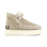 Beige Eskimo Sneaker met Glitter Logo Mou , Beige , Dames