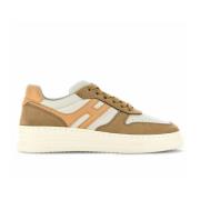 Beige Sneakers met Nubuck Bovenwerk en Leren Inzetstukken Hogan , Beig...