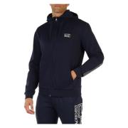Katoenen hoodie met logo patch Emporio Armani EA7 , Blue , Heren