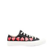 Zwarte Canvas Hart Print Sneakers Comme des Garçons , Black , Heren