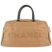 Tweedehands Leren Tassen - Goede Staat Chanel Vintage , Beige , Dames