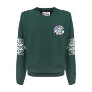 Groene Trui met Logo Patch en Print MC2 Saint Barth , Green , Heren