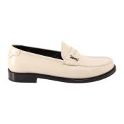 Italiaanse Leren Loafer Saint Laurent , Beige , Dames