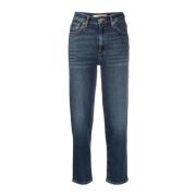 Malia High Rise Cropped Jeans 7 For All Mankind , Blue , Dames