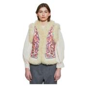 Wesley geborduurd mouwloos vest Antik Batik , Beige , Dames