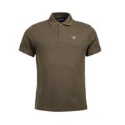 Piquet Polo Shirt met Tartan Trim Barbour , Green , Heren