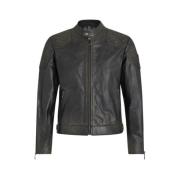 Zwarte Outlaw Leren Jas Belstaff , Black , Heren