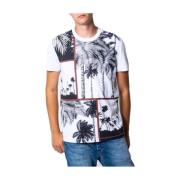 Heren Print T-shirt Bikkembergs , White , Heren