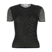 Versierd Stretch T-Shirt Blumarine , Black , Dames