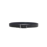 Leren Riem met dubbele gesp in doos Boss , Black , Heren