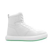 Witte Leren High-Top Sneakers met Logo Bottega Veneta , White , Heren