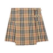 Korte Wollen Rok Burberry , Beige , Dames