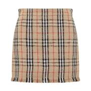 Vintage Patroon Mini Rok Burberry , Beige , Dames