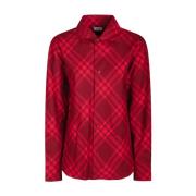 Rode Geruite Overhemd Burberry , Red , Dames