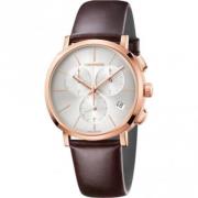 Elegant Quartz Horloge met Bruin Leren Bandje Calvin Klein , Brown , D...