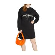 Monogram Sweatshirt Jurk Calvin Klein , Black , Dames