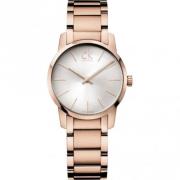 Elegant quartz horloge met witte wijzerplaat en roségouden band Calvin...