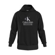 Zwarte Stacked Archival Hoodie Calvin Klein , Black , Heren